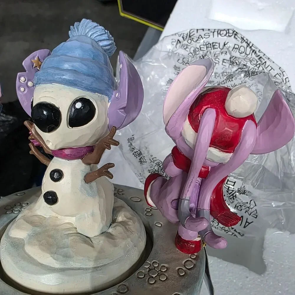 Jim Shore Disney Stitch And Angel Snowman Christmas SIGNED Figure